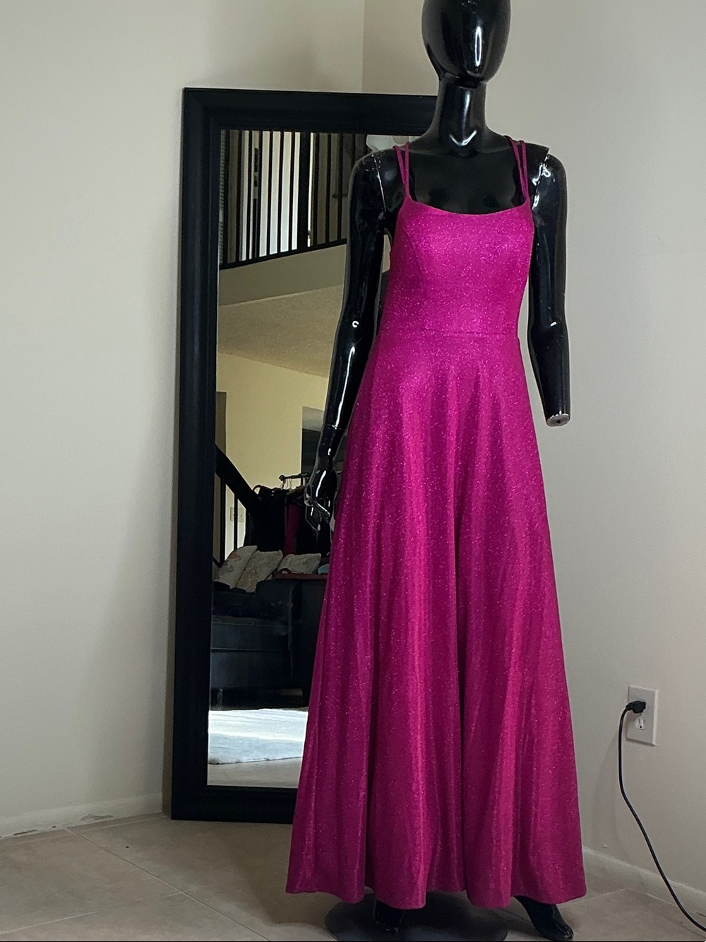 Morgan & Co. Fuchsia Sparkle Maxi Dress